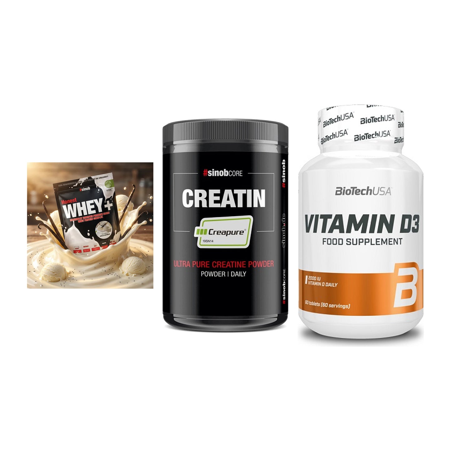 Einsteiger-Set: Sinob Honest + Sinob Creatin + BioTech Vitamin – alle enthaltenen Artikel