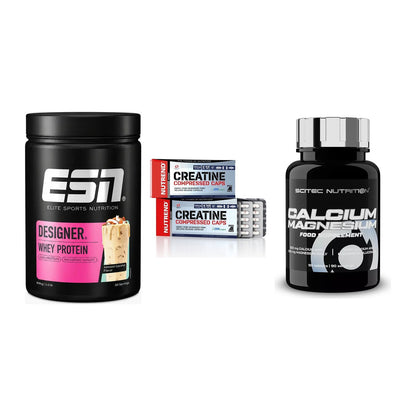 Einsteiger-Set: ESN Designer + Nutrend Creatine + Scitec Calcium – alle enthaltenen Artikel