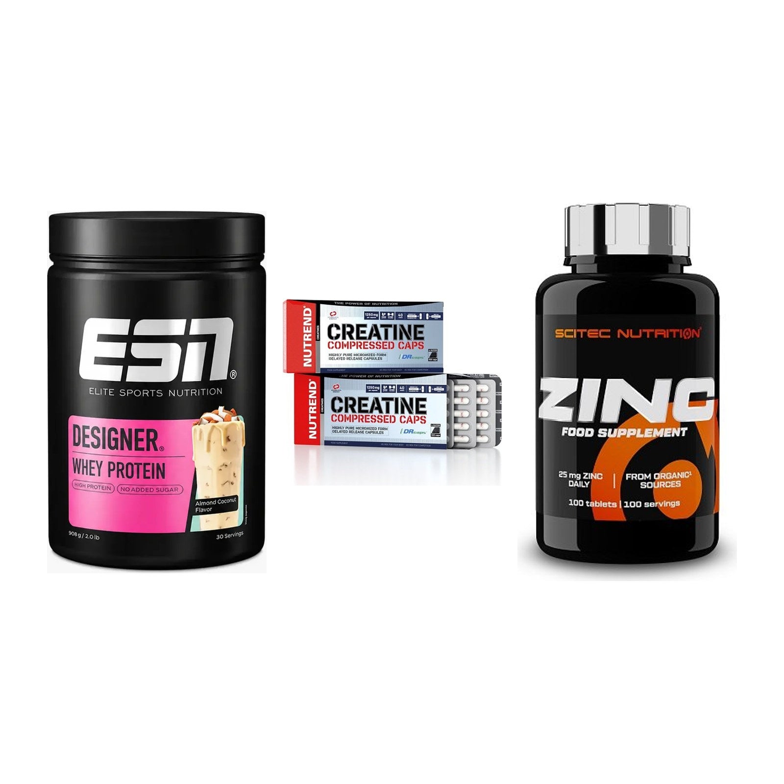 Einsteiger-Set: ESN Designer + Nutrend Creatine + Scitec Zinc – alle enthaltenen Artikel