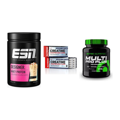 Einsteiger-Set: ESN Designer + Nutrend Creatine + Scitec Multi Pro – alle enthaltenen Artikel