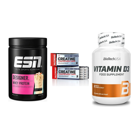 Einsteiger-Set: ESN Designer + Nutrend Creatine + BioTech Vitamin – alle enthaltenen Artikel