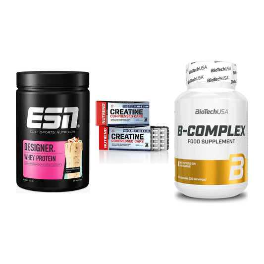 Einsteiger-Set: ESN Designer + Nutrend Creatine + BioTech B – alle enthaltenen Artikel