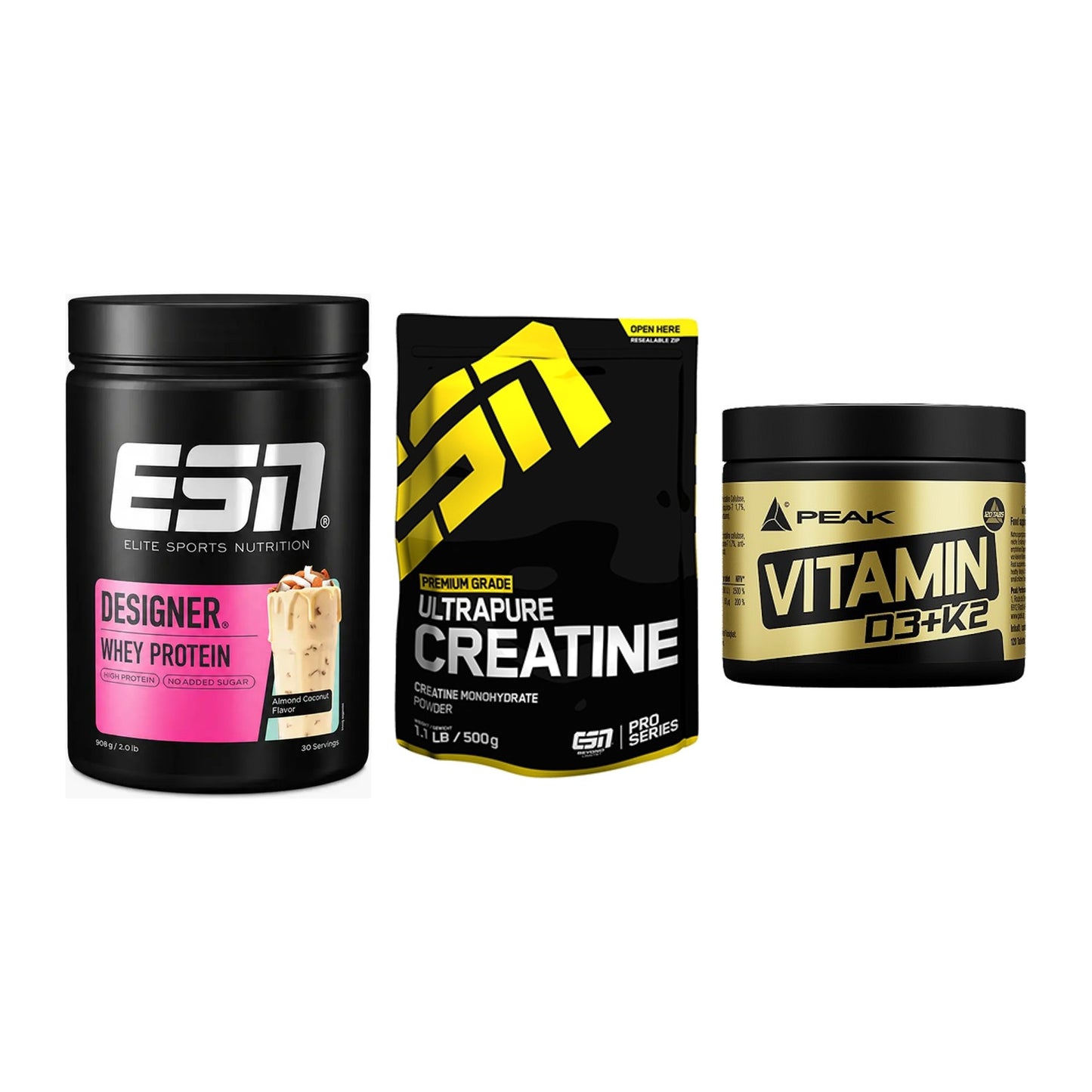 Einsteiger-Set: ESN Designer + ESN Ultrapure + Peak Vitamin – alle enthaltenen Artikel