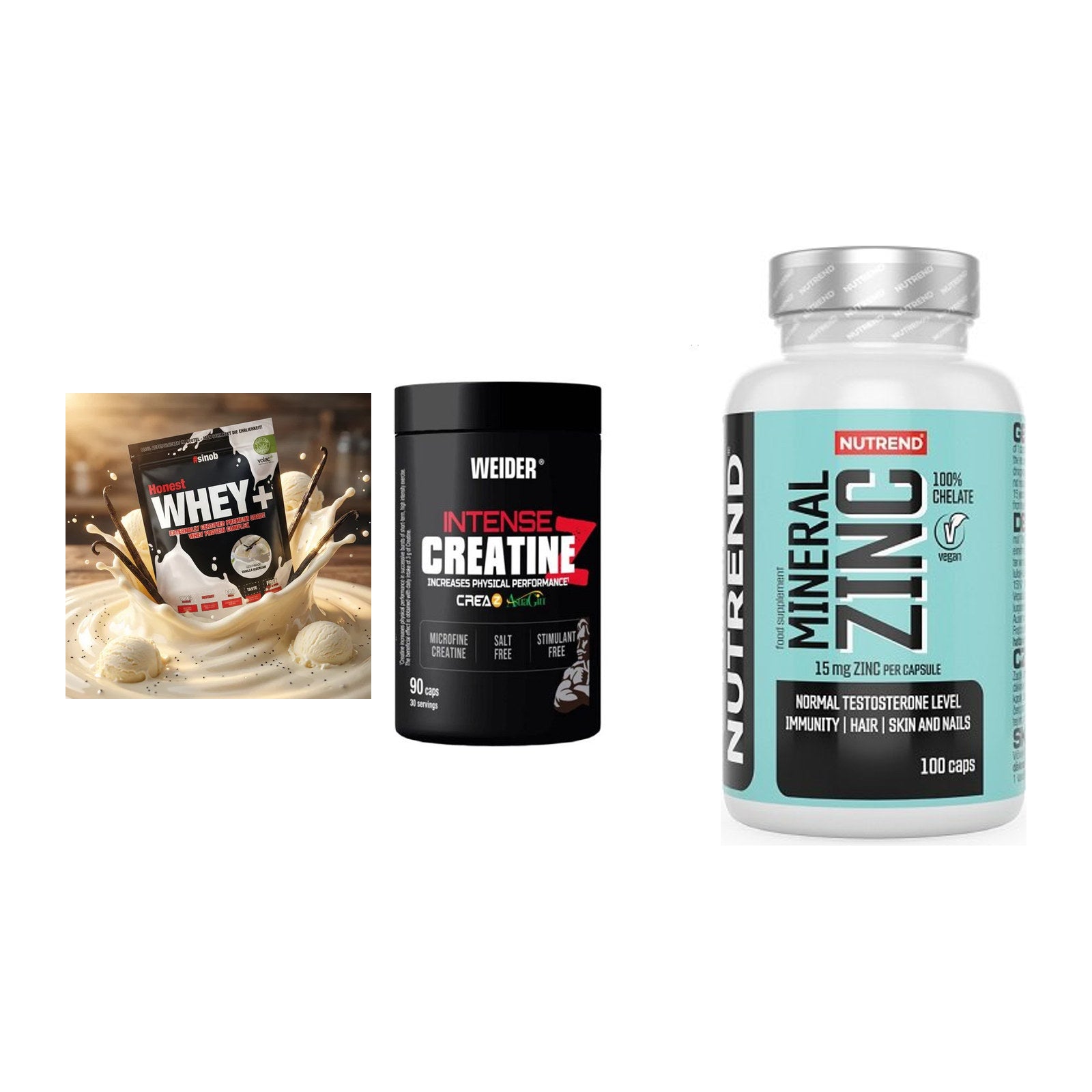 Einsteiger-Set: Sinob Honest + Weider Intense + Nutrend Zinc – alle enthaltenen Artikel