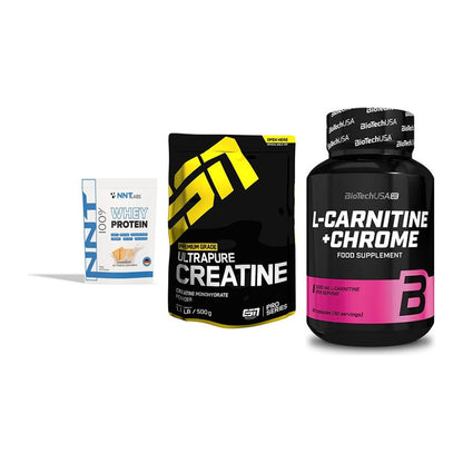 Einsteiger-Set: NNT Whey + ESN Ultrapure + BioTech L-Carnit – alle enthaltenen Artikel