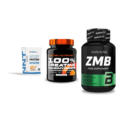 Einsteiger-Set: NNT Whey + Scitec Creatine Monohydrate + BioTech ZMB – alle enthaltenen Artikel