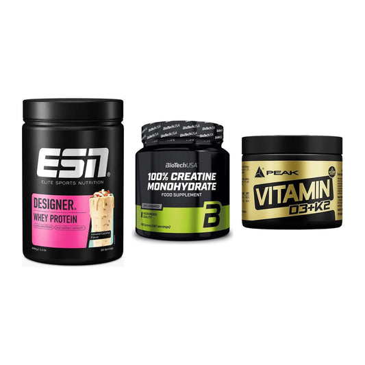 Einsteiger-Set: ESN Designer + BioTech Creatine + Peak Vitamin – alle enthaltenen Artikel