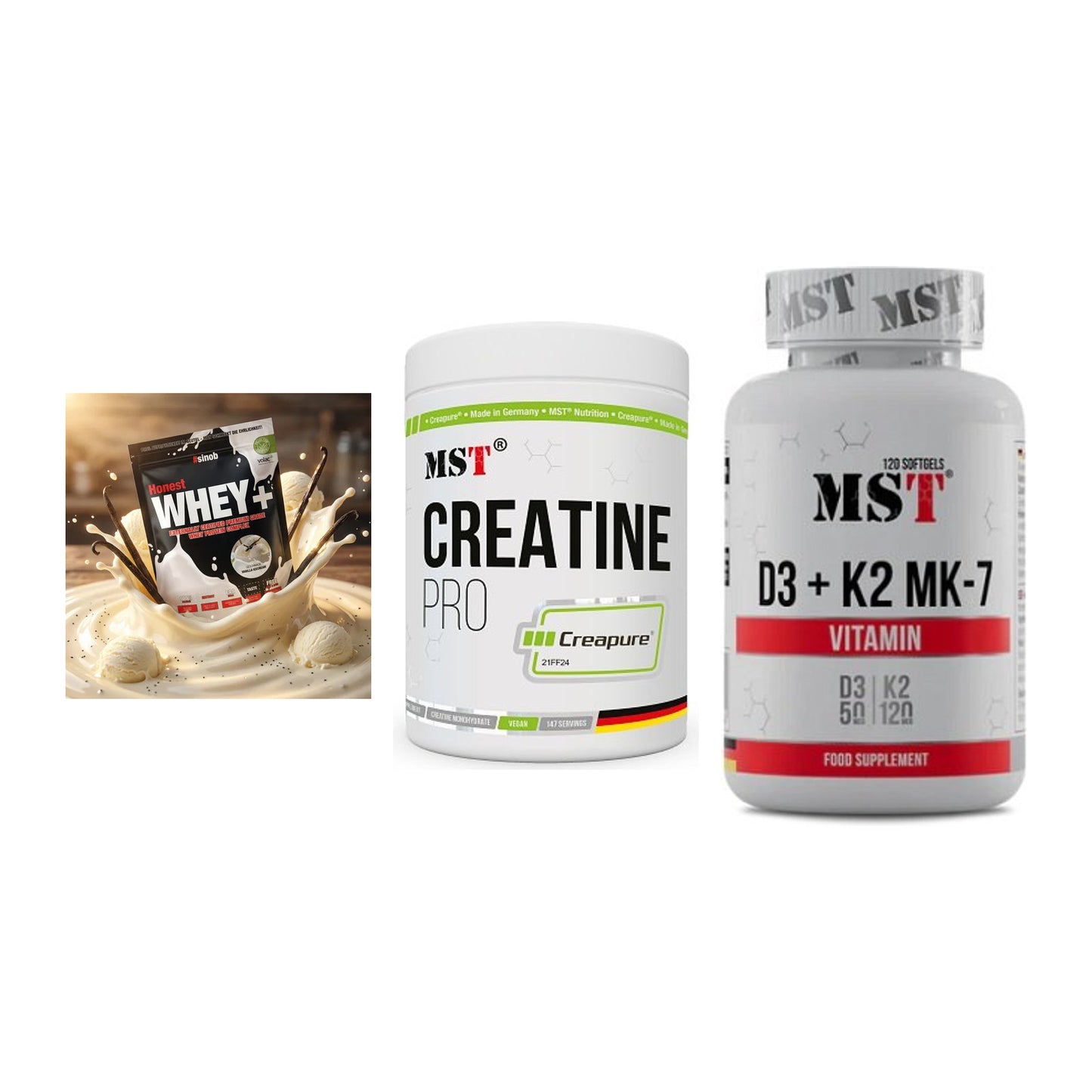 Einsteiger-Set: Sinob Honest + MST Creatin Pro + MST Vitamin D3 – alle enthaltenen Artikel