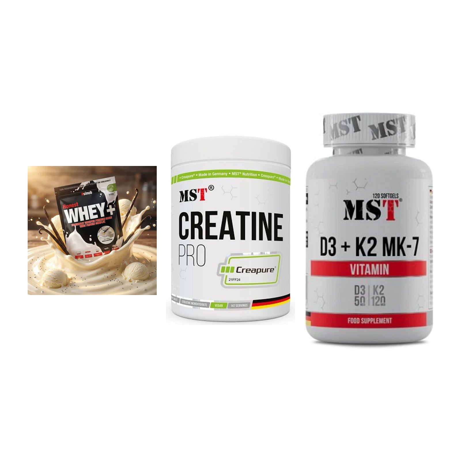 Einsteiger-Set: Sinob Honest + MST Creatin Pro + MST Vitamin D3 – alle enthaltenen Artikel