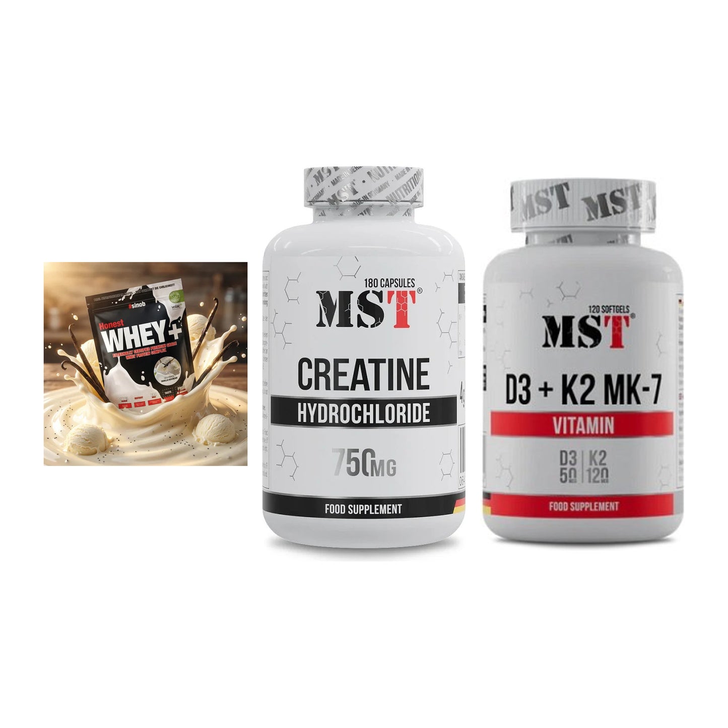 Einsteiger-Set: Sinob Honest + MST Creatine HCL + MST Vitamin D3 – alle enthaltenen Artikel