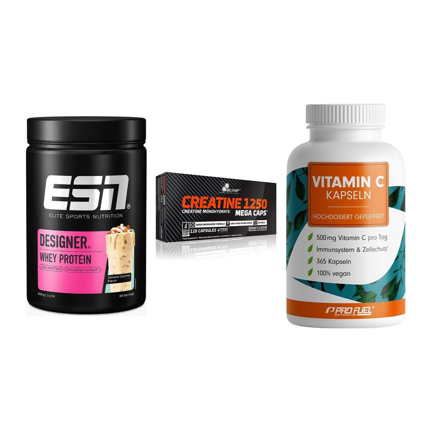 Einsteiger-Set: ESN Designer + Olimp Creatine + ProFuel Vitamin – alle enthaltenen Artikel