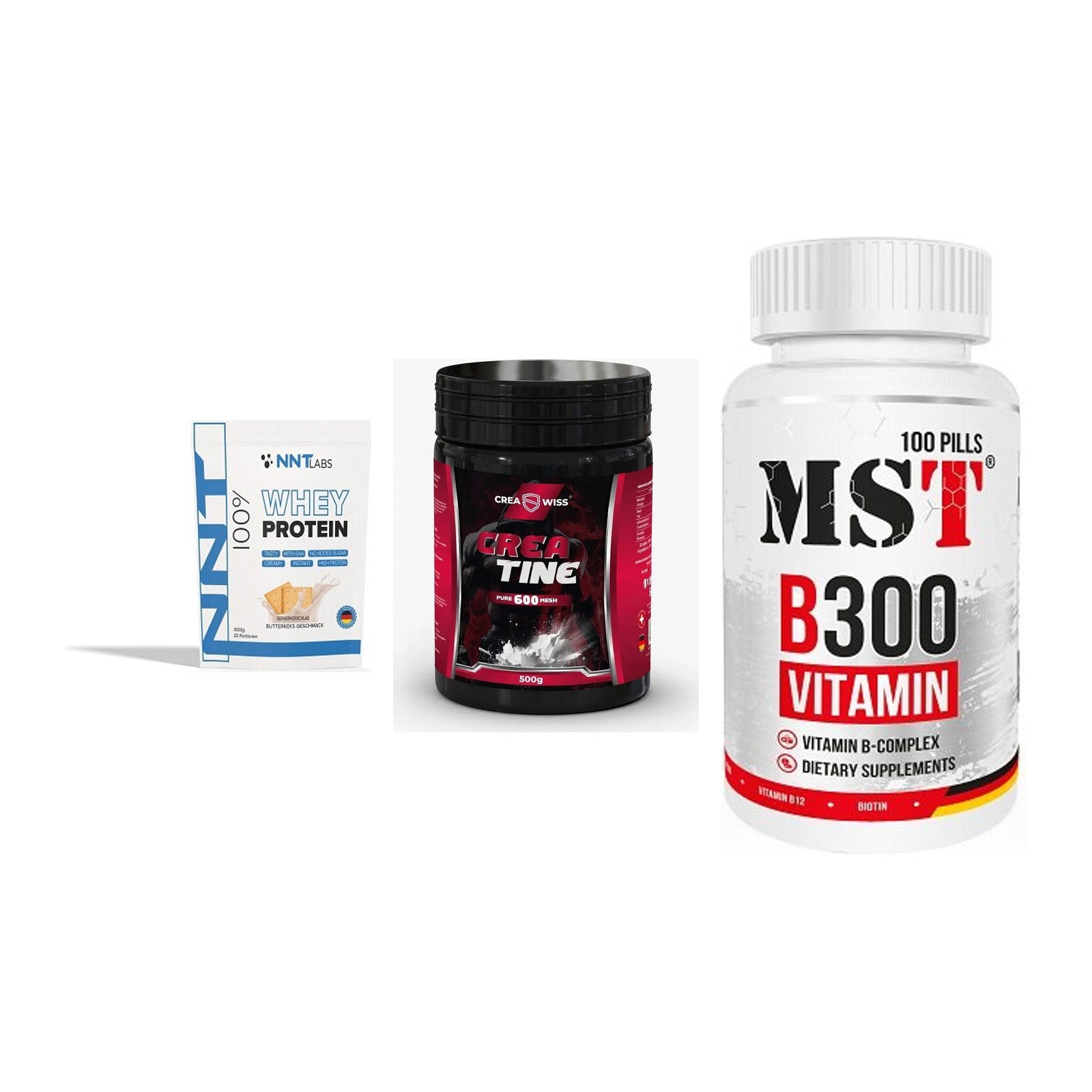 Einsteiger-Set: NNT Whey + CREASWISS + MST B300 B-Compl – alle enthaltenen Artikel