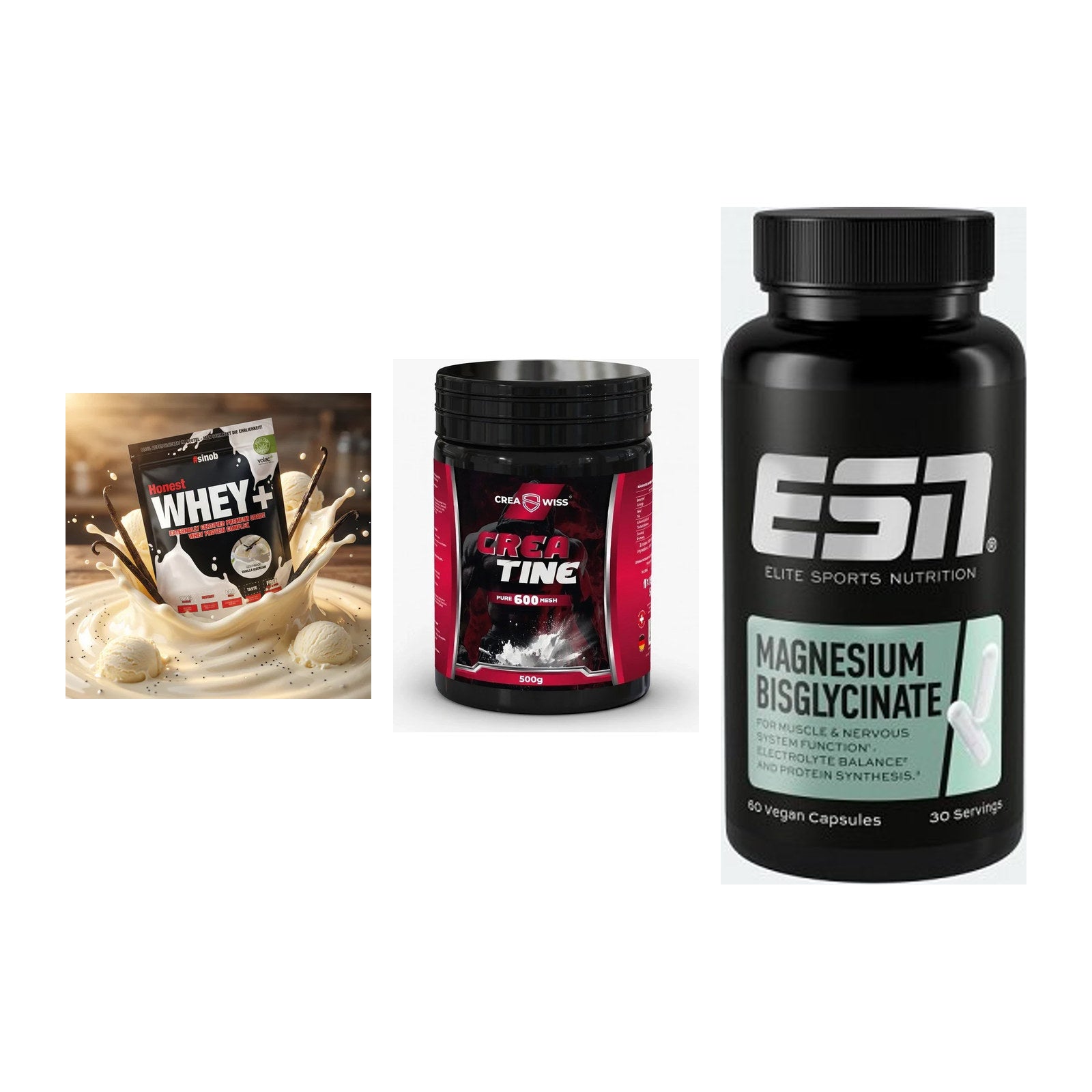 Einsteiger-Set: Sinob Honest + CREASWISS + ESN Magnesium – alle enthaltenen Artikel