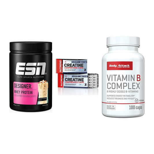 Einsteiger-Set: ESN Designer + Nutrend Creatine + Body Attack – alle enthaltenen Artikel