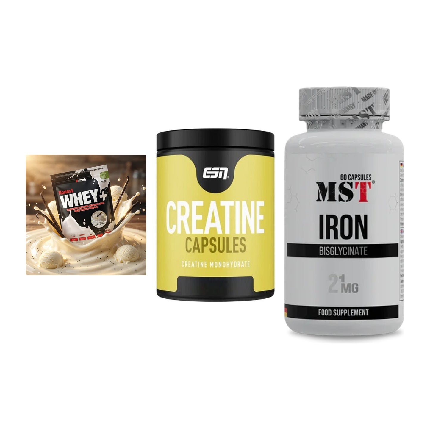 Einsteiger-Set: Sinob Honest + ESN Ultrapure + MST Iron Bisglyc – alle enthaltenen Artikel
