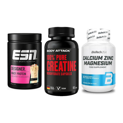 Einsteiger-Set: ESN Designer + Body Attack 100% + BioTech Calcium – alle enthaltenen Artikel