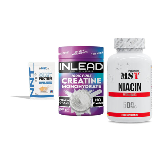 Einsteiger-Set: NNT Whey + INLEAD Creatine Monohydrate + MST Niacin – alle enthaltenen Artikel