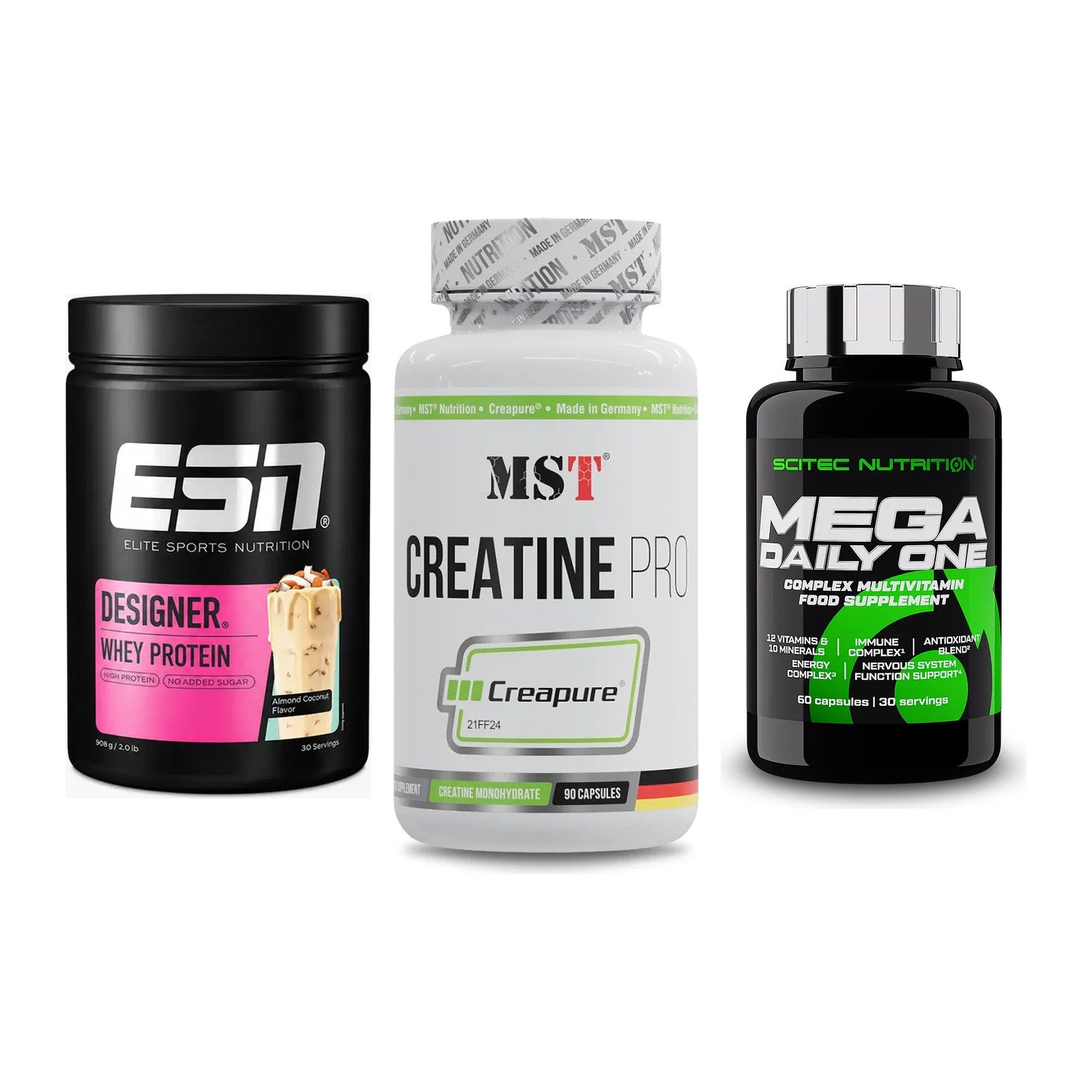 Einsteiger-Set: ESN Designer + MST Creatine Pro + Scitec Mega – alle enthaltenen Artikel