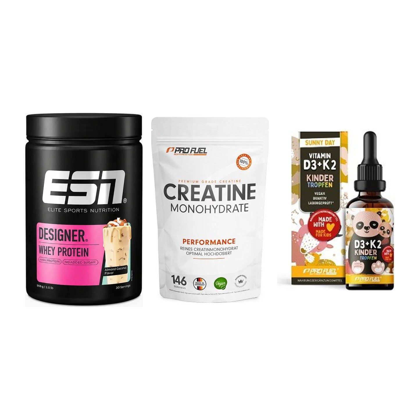 Einsteiger-Set: ESN Designer + ProFuel Creatine + ProFuel VITAMIN – alle enthaltenen Artikel