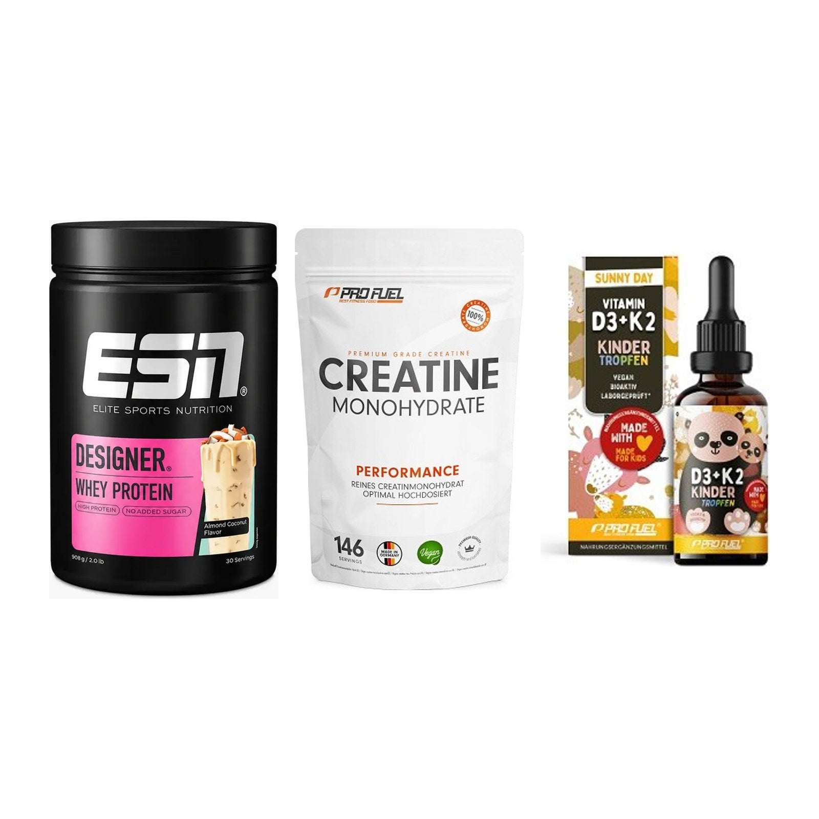 Einsteiger-Set: ESN Designer + ProFuel Creatine + ProFuel VITAMIN – alle enthaltenen Artikel
