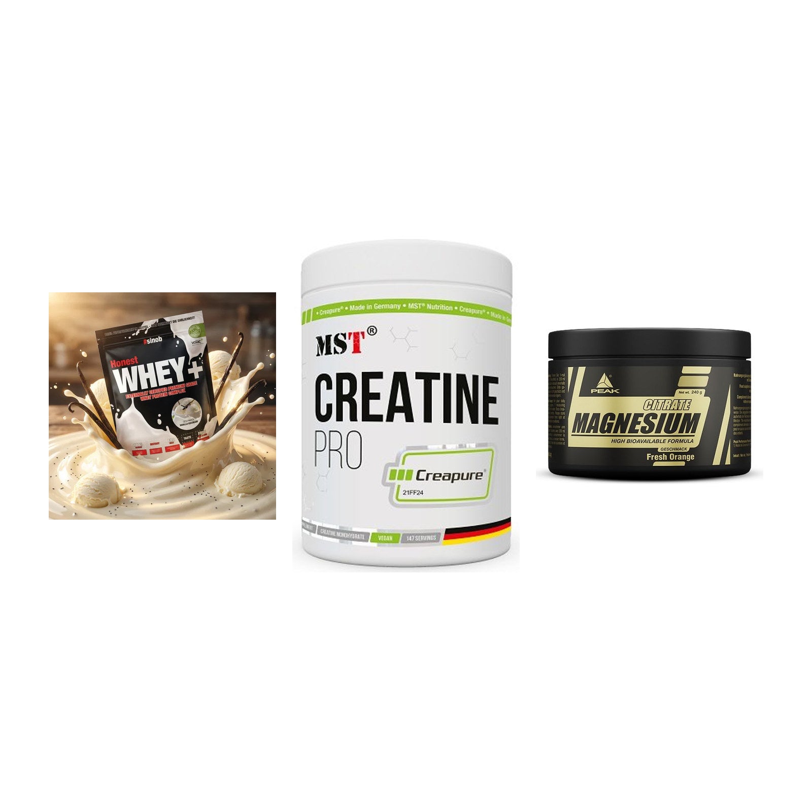Einsteiger-Set: Sinob Honest + MST Creatin Pro + Peak Magnesium – alle enthaltenen Artikel