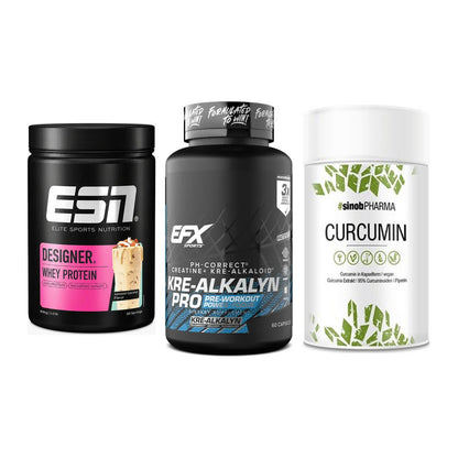 Einsteiger-Set: ESN Designer + EFX Kre-Alkalyn + Sinob Curcumin – alle enthaltenen Artikel