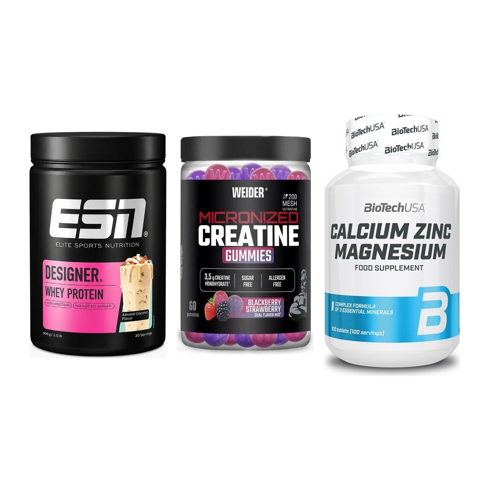 Einsteiger-Set: ESN Designer + Weider Micronize + BioTech Calcium – alle enthaltenen Artikel