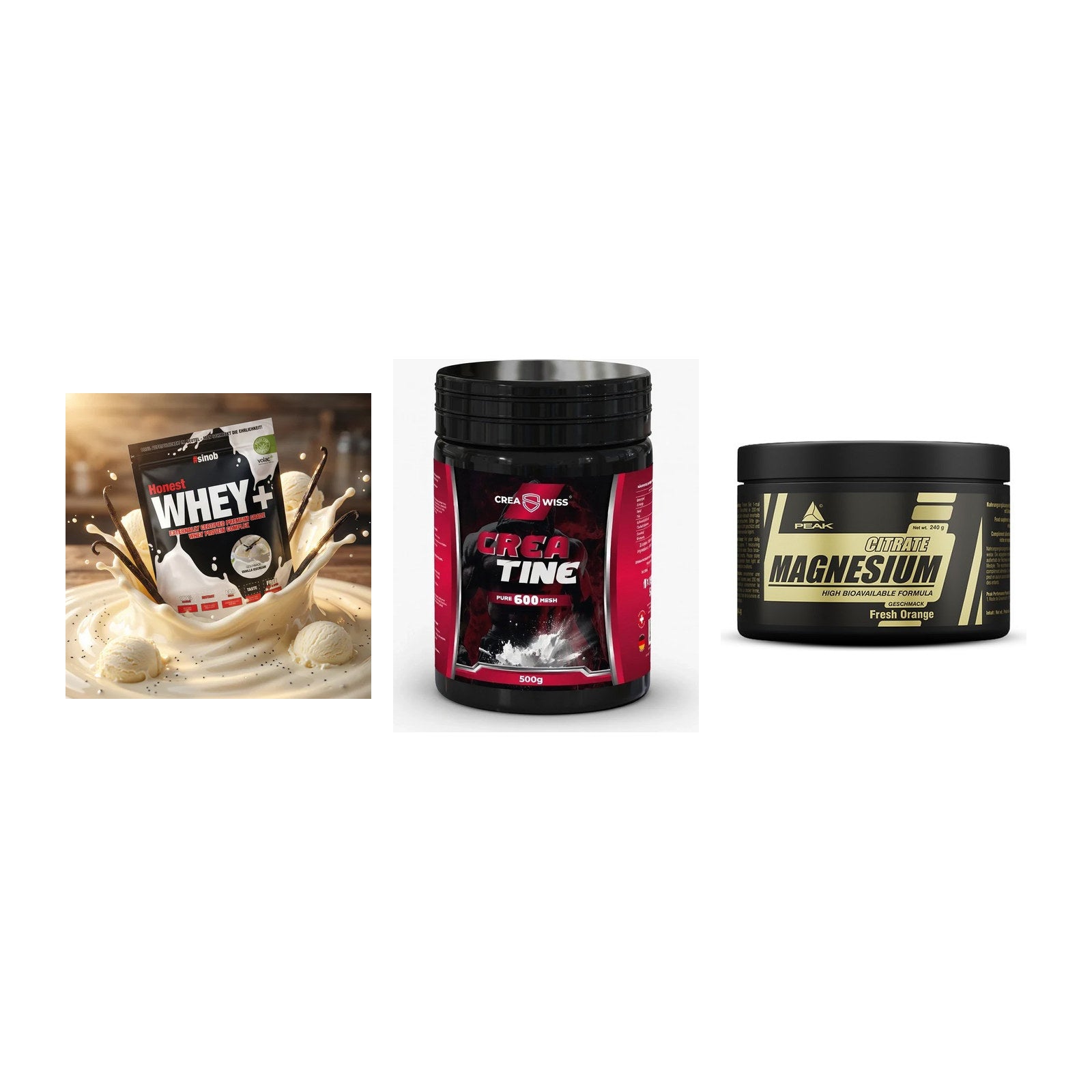 Einsteiger-Set: Sinob Honest + CREASWISS + Peak Magnesium – alle enthaltenen Artikel