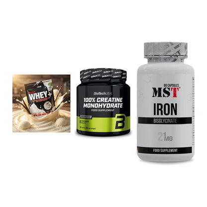 Einsteiger-Set: Sinob Honest + BioTech Creatine + MST Iron Bisglyc – alle enthaltenen Artikel