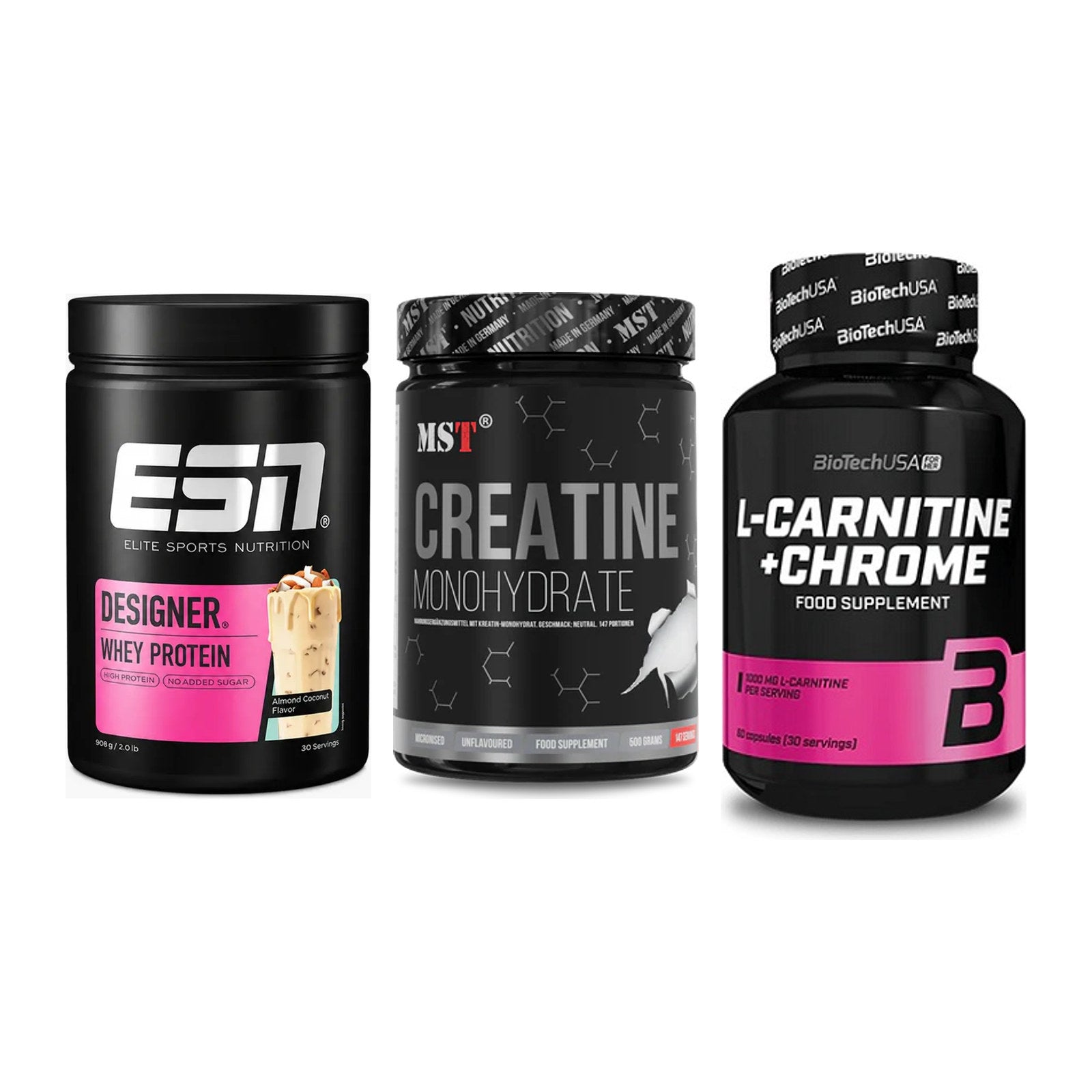 Einsteiger-Set: ESN Designer + MST Creatin + BioTech L-Carnit – alle enthaltenen Artikel