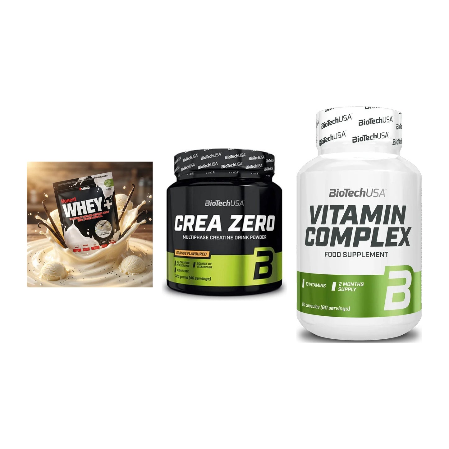 Einsteiger-Set: Sinob Honest + BioTech Crea + BioTech Vitamin – alle enthaltenen Artikel