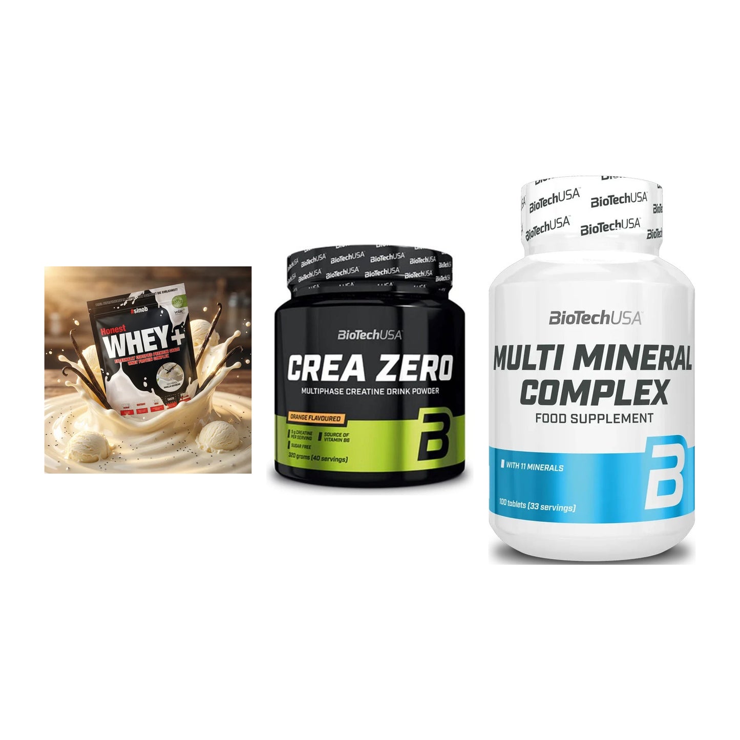 Einsteiger-Set: Sinob Honest + BioTech Crea + BioTech Multi – alle enthaltenen Artikel