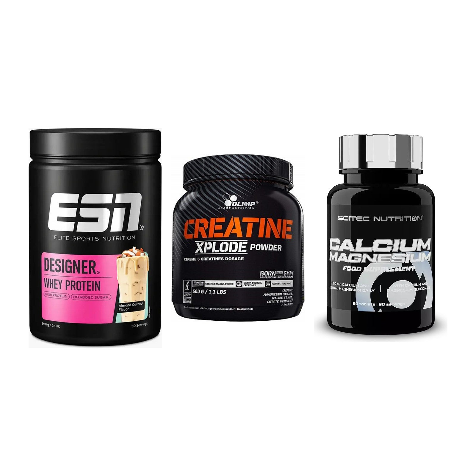 Einsteiger-Set: ESN Designer + Olimp Creatine + Scitec Calcium – alle enthaltenen Artikel