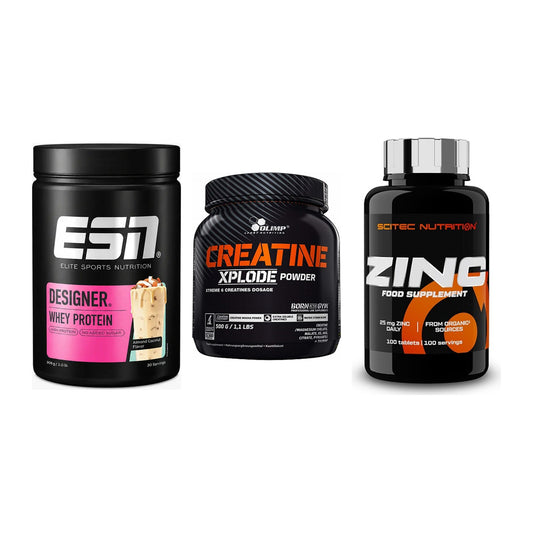 Einsteiger-Set: ESN Designer + Olimp Creatine + Scitec Zinc – alle enthaltenen Artikel