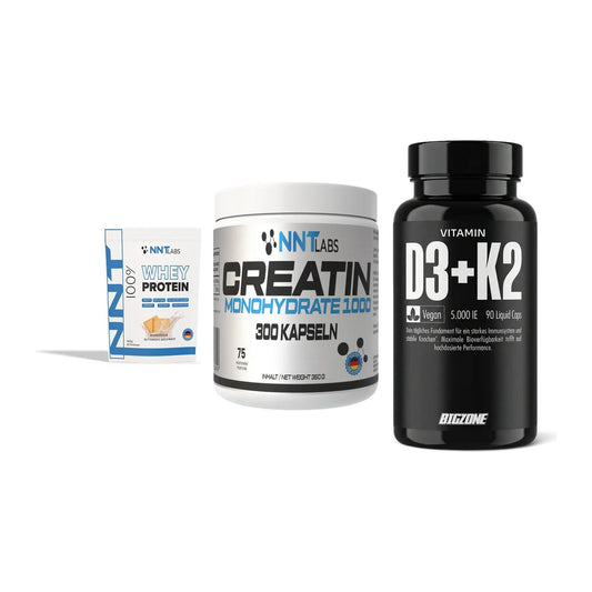 Einsteiger-Set: NNT Whey + NNT Creatin 1000 + Big Zone Vitamin – alle enthaltenen Artikel