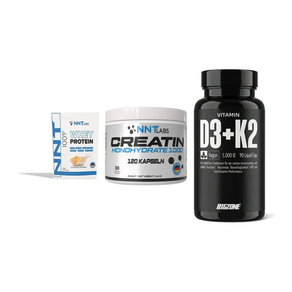 Einsteiger-Set: NNT Whey + NNT Creatin 1000 + Big Zone Vitamin – alle enthaltenen Artikel
