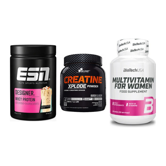 Einsteiger-Set: ESN Designer + Olimp Creatine + BioTech Multivit – alle enthaltenen Artikel