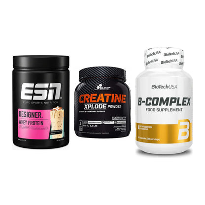 Einsteiger-Set: ESN Designer + Olimp Creatine + BioTech B – alle enthaltenen Artikel