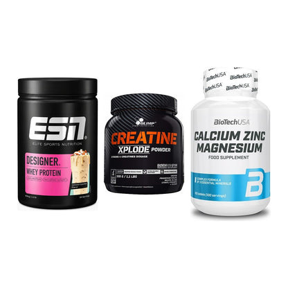 Einsteiger-Set: ESN Designer + Olimp Creatine + BioTech Calcium – alle enthaltenen Artikel