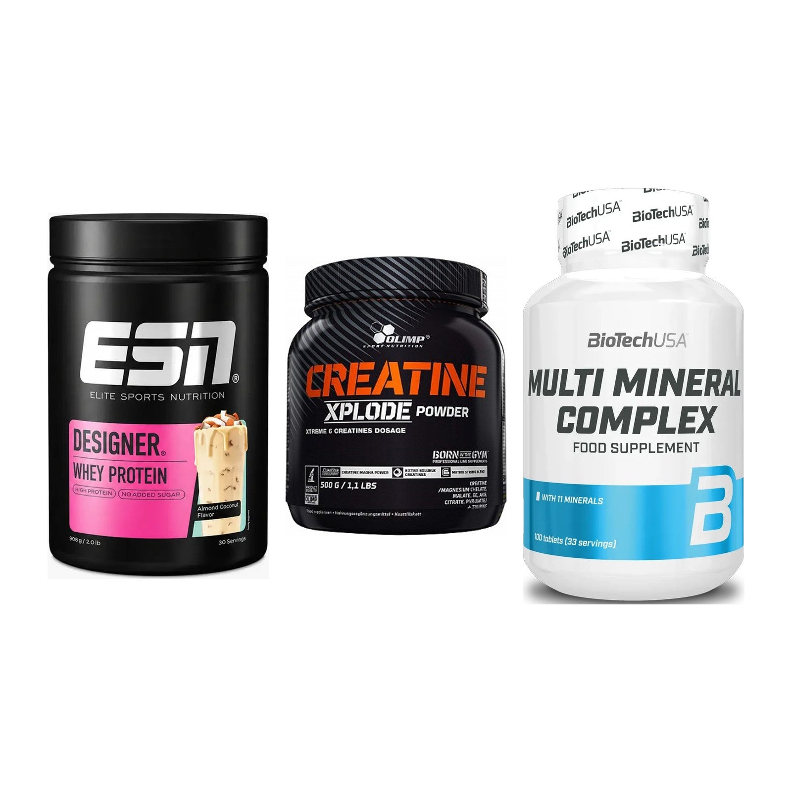 Einsteiger-Set: ESN Designer + Olimp Creatine + BioTech Multi – alle enthaltenen Artikel