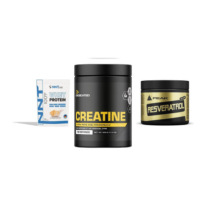 Einsteiger-Set: NNT Whey + Dedicated Creatine + Peak Resveratrol – alle enthaltenen Artikel