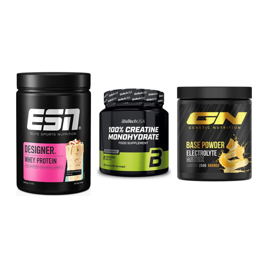 Einsteiger-Set: ESN Designer + BioTech Creatine + GN Base Powder – alle enthaltenen Artikel