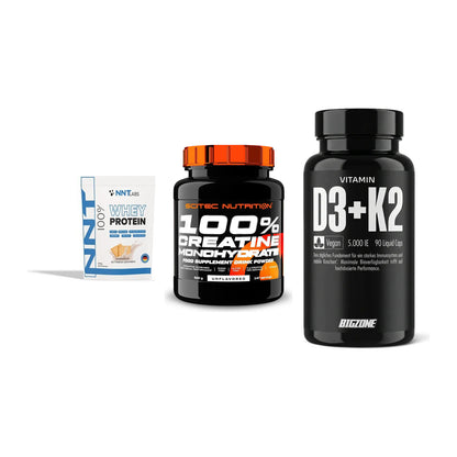 Einsteiger-Set: NNT Whey + Scitec Creatine + Big Zone Vitamin – alle enthaltenen Artikel