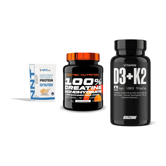 Einsteiger-Set: NNT Whey + Scitec Creatine + Big Zone Vitamin – alle enthaltenen Artikel