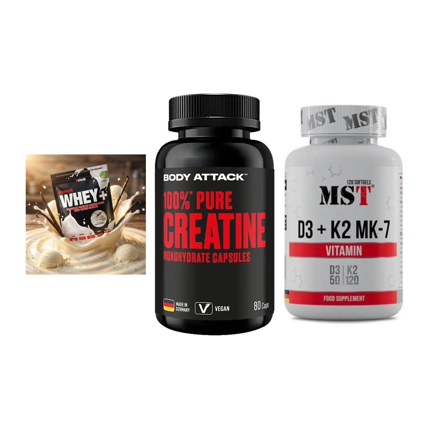 Einsteiger-Set: Sinob Honest + Body Attack 100% + MST Vitamin D3 – alle enthaltenen Artikel
