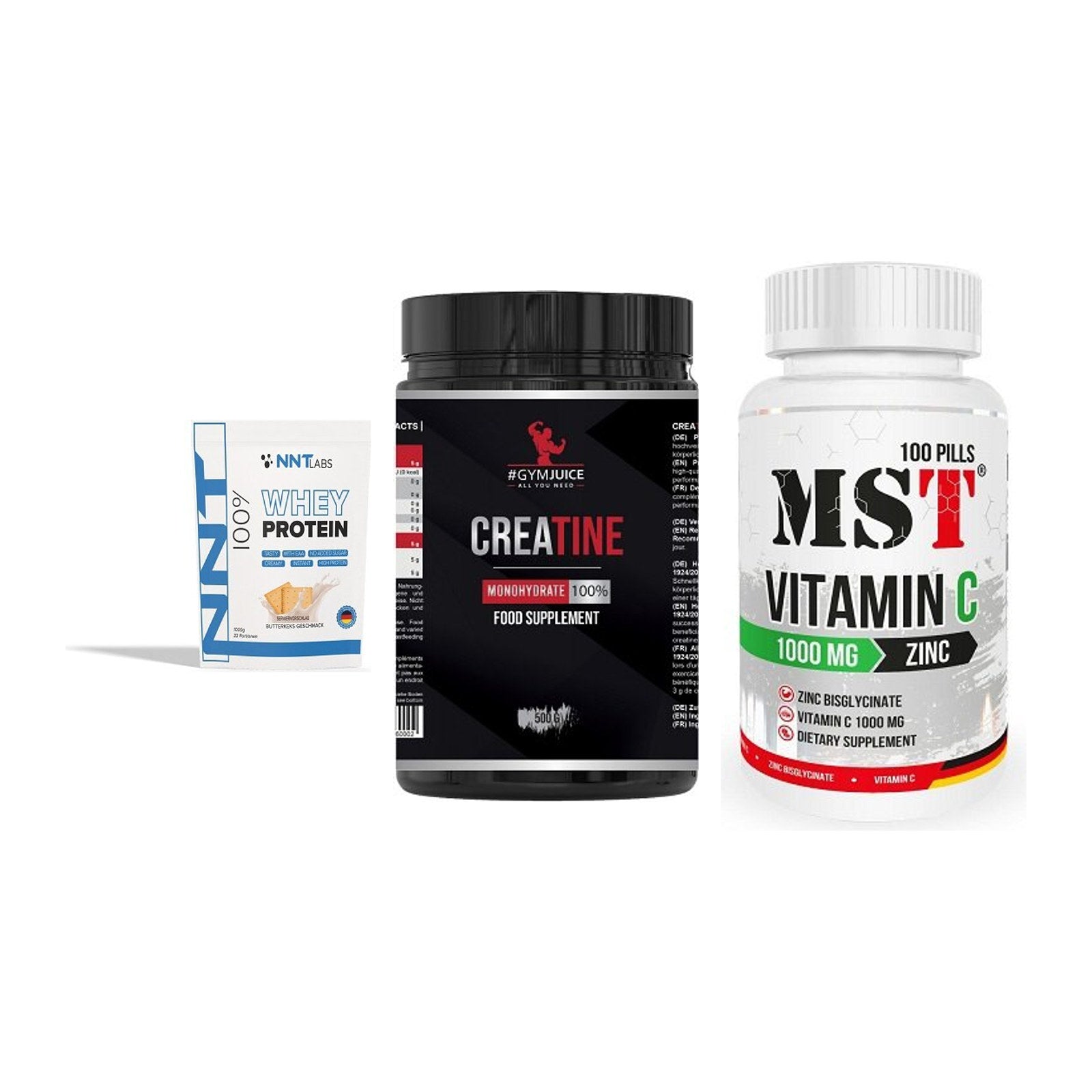 Einsteiger-Set: NNT Whey + #GYMJUICE + MST Vitamin C – alle enthaltenen Artikel