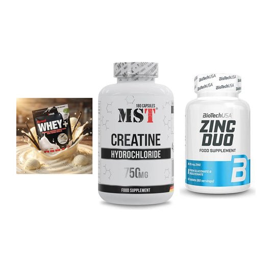 Einsteiger-Set: Sinob Honest + MST Creatine HCL + BioTech Zinc Duo – alle enthaltenen Artikel