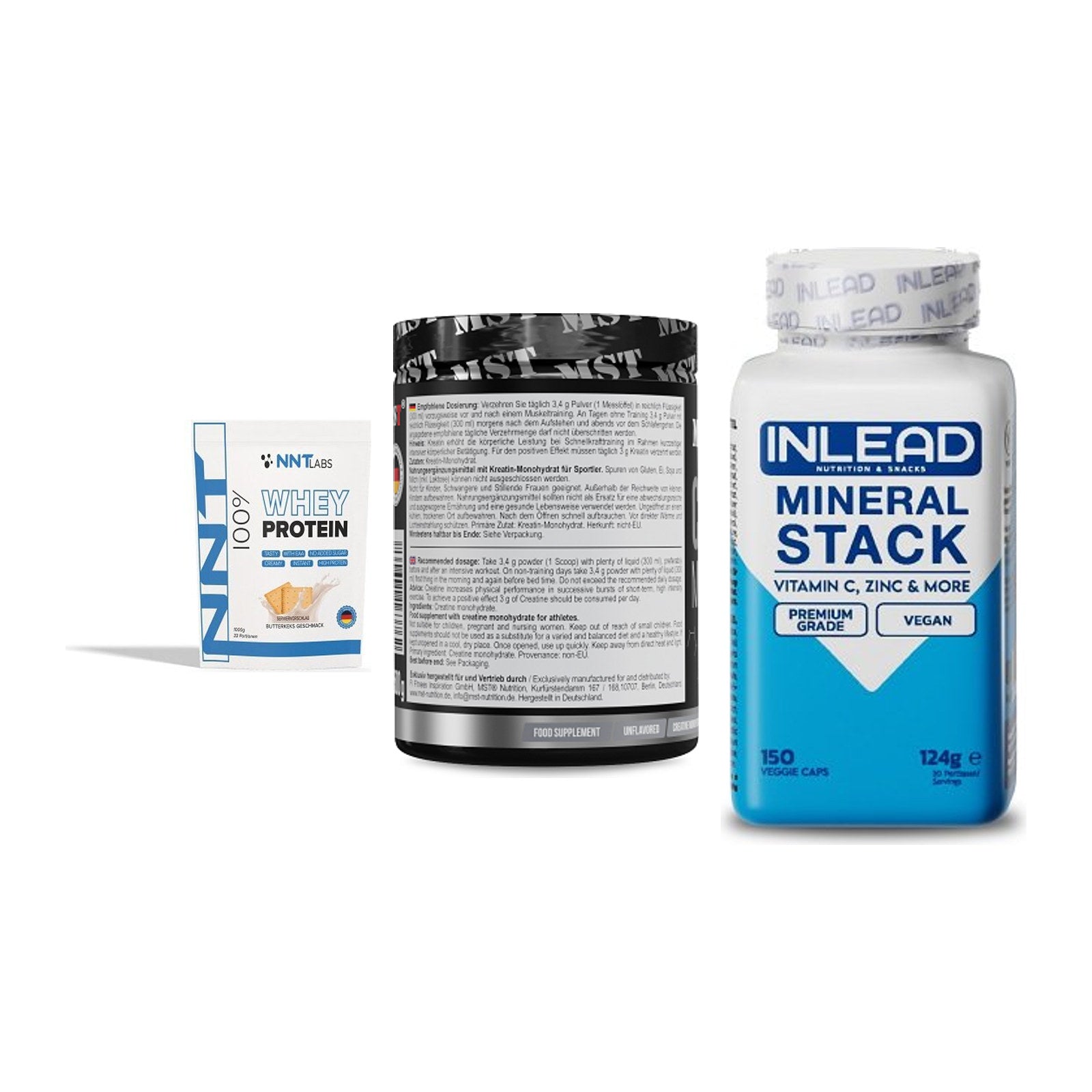 Einsteiger-Set: NNT Whey + MST Creatin + INLEAD Mineral – alle enthaltenen Artikel