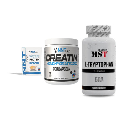 Einsteiger-Set: NNT Whey + NNT Creatin 1000 mg + MST Tryptophan 500mg – alle enthaltenen Artikel
