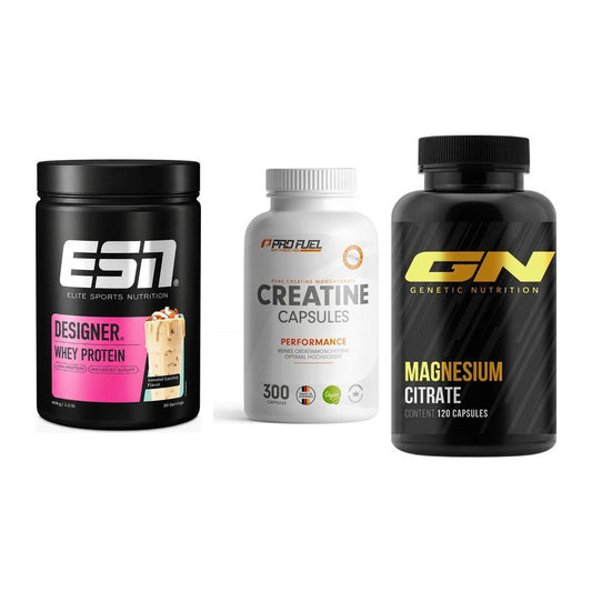 Einsteiger-Set: ESN Designer + ProFuel Creatine + GN Magnesium – alle enthaltenen Artikel
